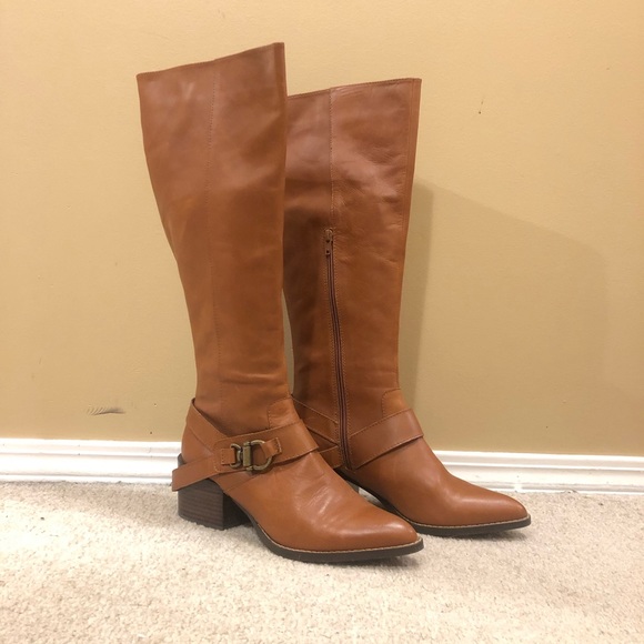 Lord & Taylor Design Lab Cognac/Bronze Adelienne Knee Boots with box - Picture 2 of 6